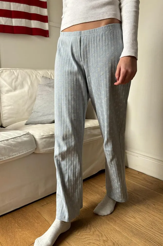 Kiera Teddy Bear Sweatpants Light Blue Women Brandy Melville Pajamas