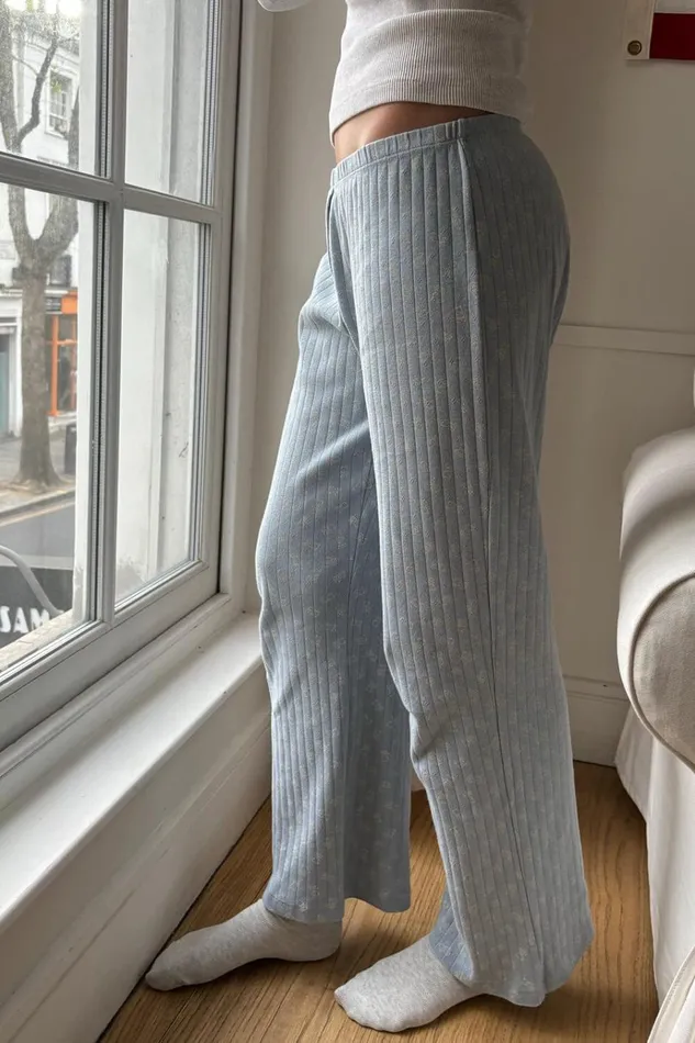 Kiera Teddy Bear Sweatpants Light Blue Women Brandy Melville Pajamas