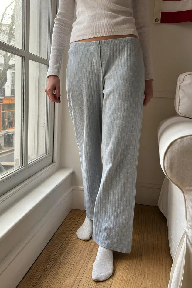 Kiera Teddy Bear Sweatpants Light Blue Women Brandy Melville Pajamas
