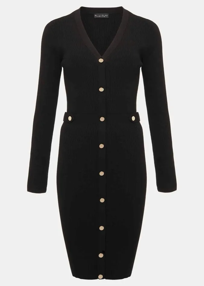 Kinza Black Knitted Mini Dress Black Women Phase Eight Dresses