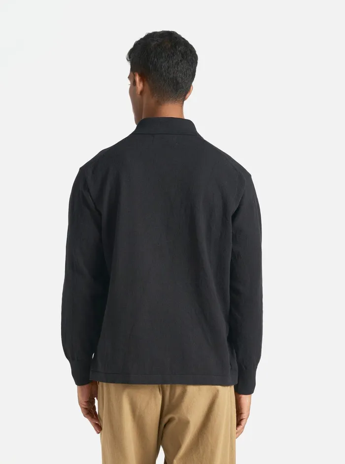 Knitwear Men Universal Works Universal Works LS Pullover Knit Shirt In Black Eco Cotton