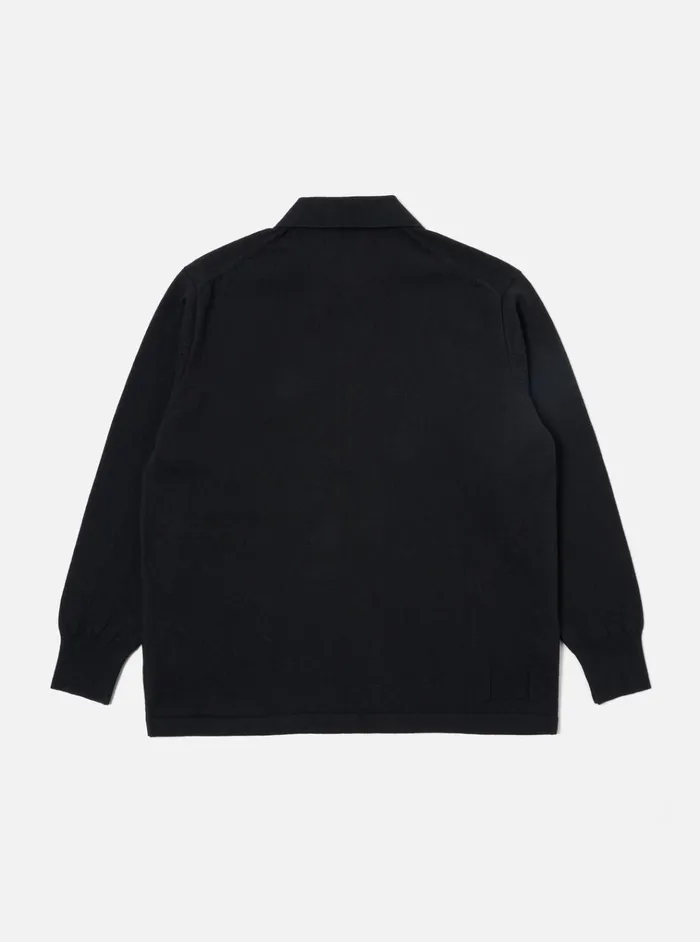 Knitwear Men Universal Works Universal Works LS Pullover Knit Shirt In Black Eco Cotton