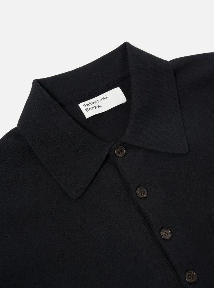 Knitwear Men Universal Works Universal Works LS Pullover Knit Shirt In Black Eco Cotton