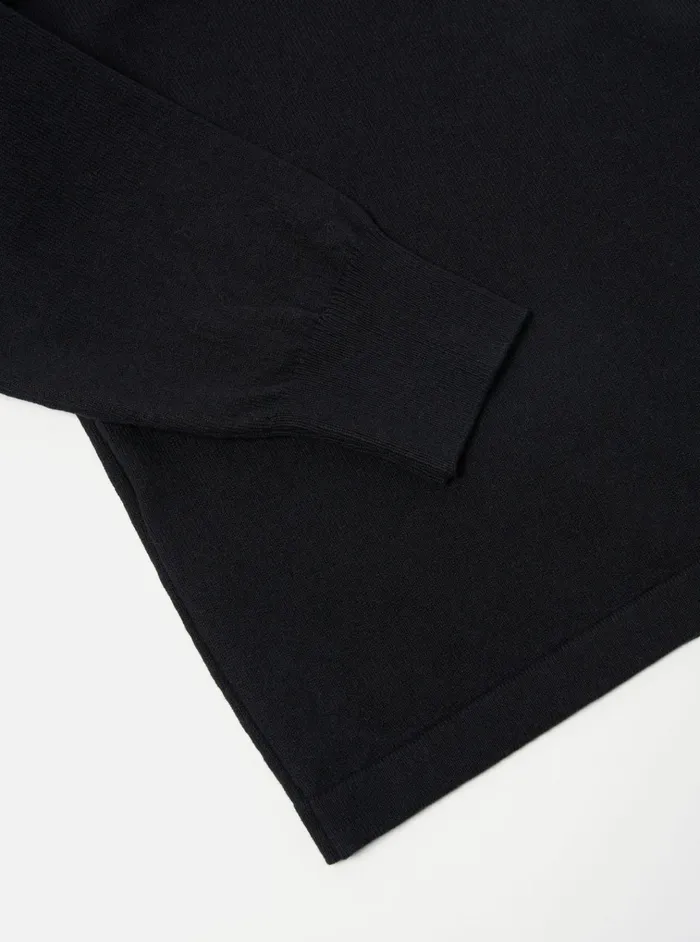 Knitwear Men Universal Works Universal Works LS Pullover Knit Shirt In Black Eco Cotton