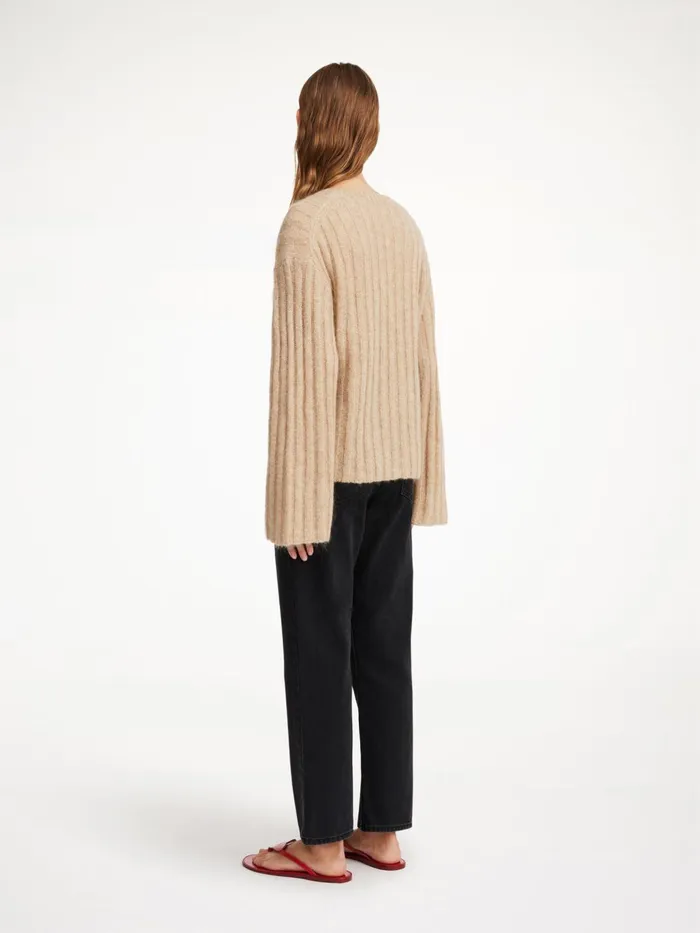 Knitwear Women By Malene Birger Cierra Ribbed Sweater Twill Beige