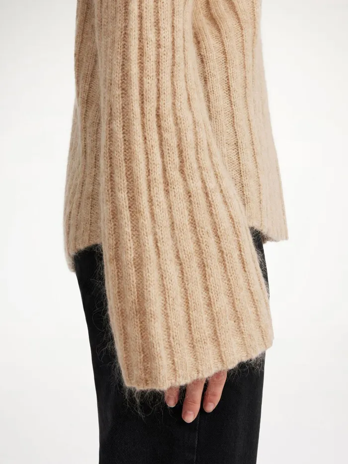 Knitwear Women By Malene Birger Cierra Ribbed Sweater Twill Beige