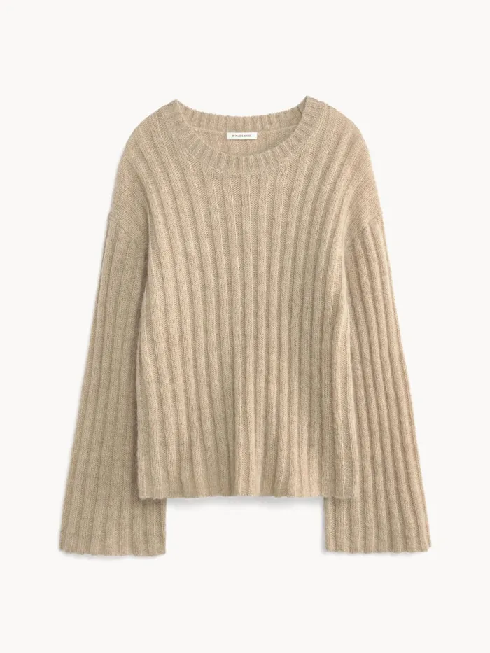 Knitwear Women By Malene Birger Cierra Ribbed Sweater Twill Beige