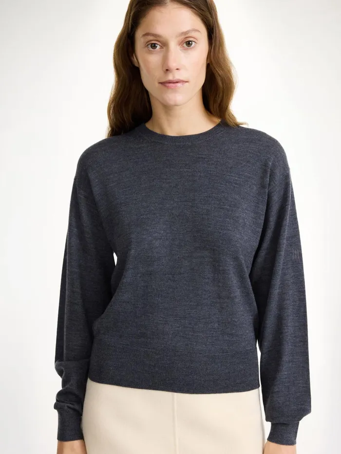 Knitwear Women By Malene Birger Mantea Merino Wool Sweater Jet Grey