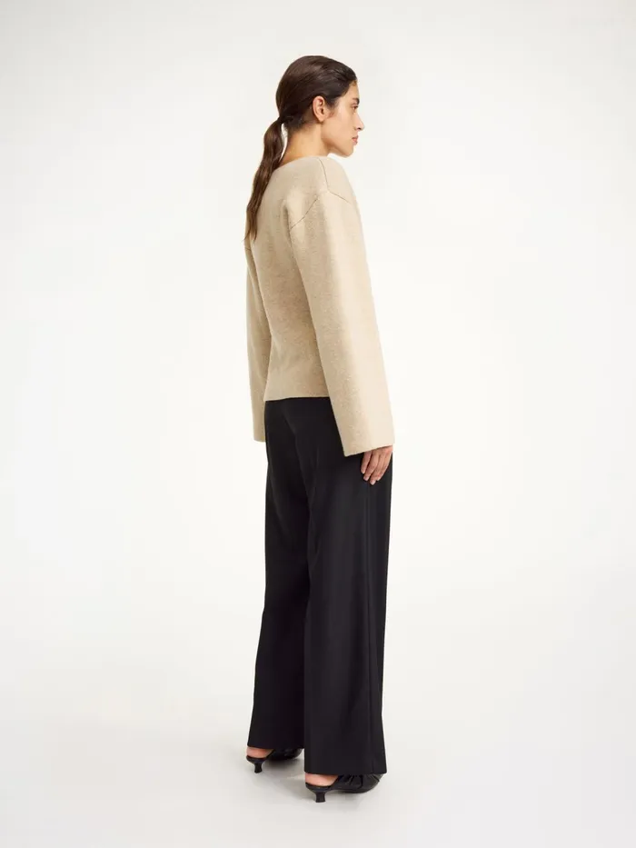 Knitwear Women By Malene Birger Tinley Wool Cardigan Twill Beige