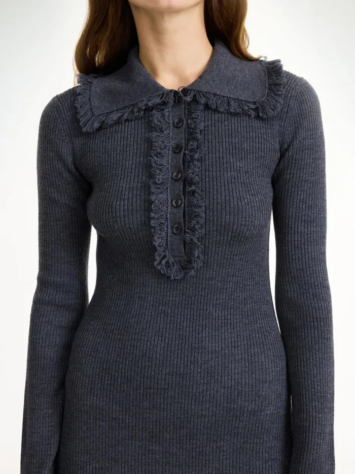 Knitwear Women By Malene Birger Tonai Merino Wool Dress Jet Grey