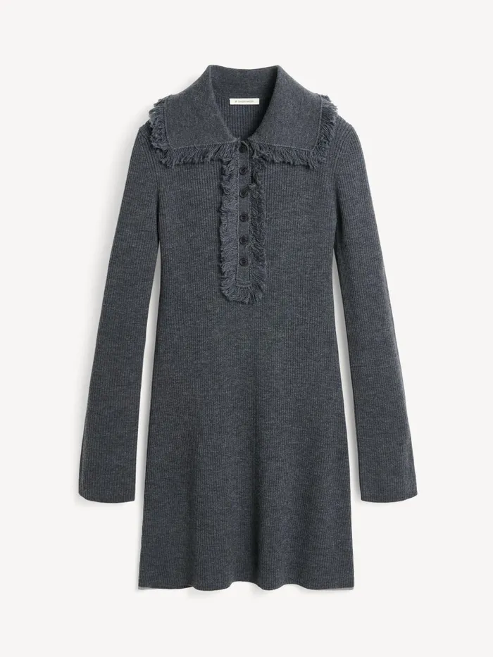 Knitwear Women By Malene Birger Tonai Merino Wool Dress Jet Grey