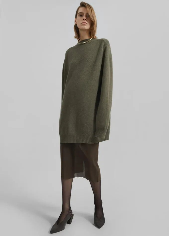 Knitwear Women The Frankie Shop Maxine Knit Sweater Dress 8211 Khaki