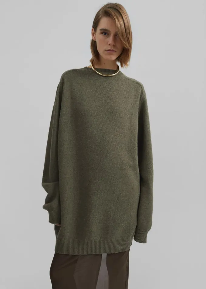 Knitwear Women The Frankie Shop Maxine Knit Sweater Dress 8211 Khaki
