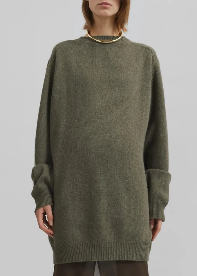 Knitwear Women The Frankie Shop Maxine Knit Sweater Dress 8211 Khaki