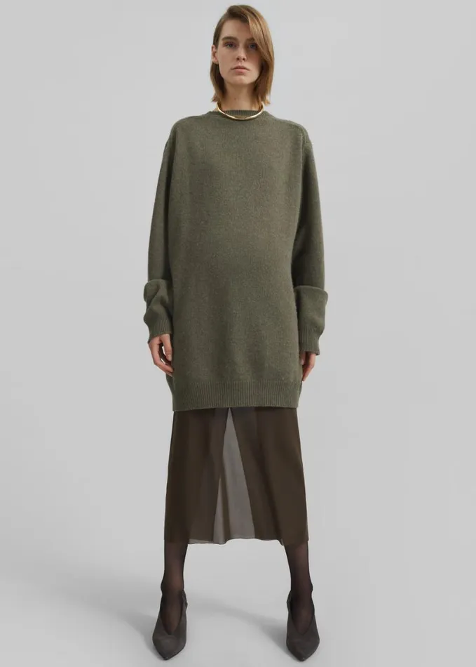 Knitwear Women The Frankie Shop Maxine Knit Sweater Dress 8211 Khaki