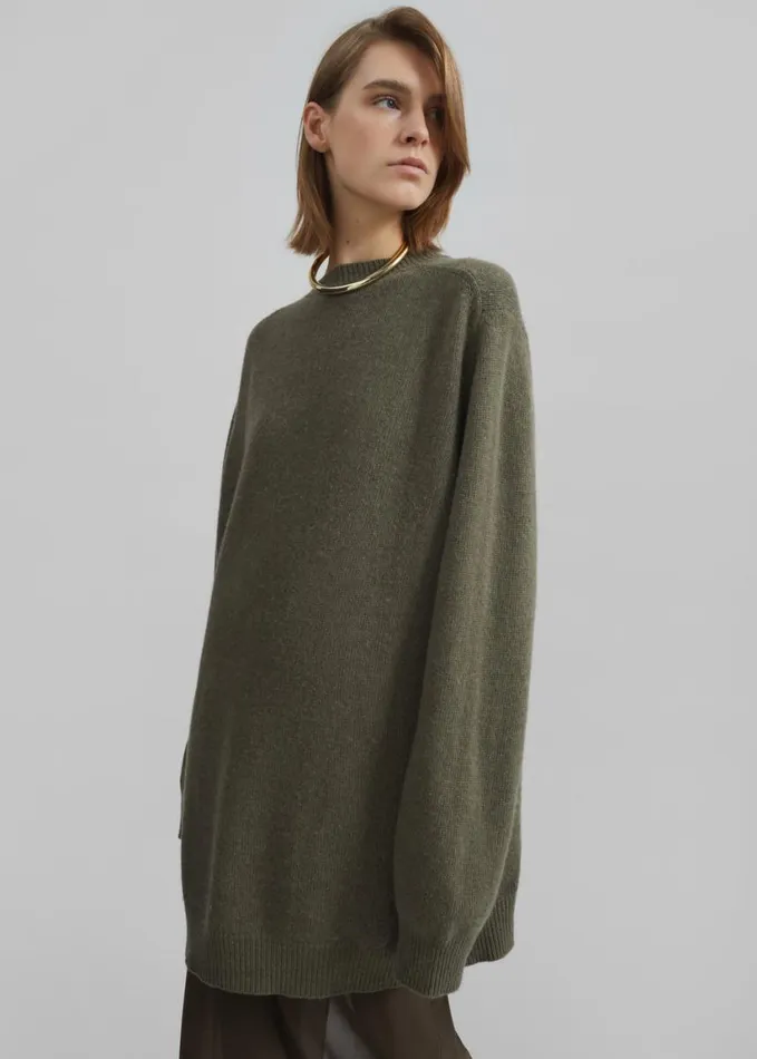 Knitwear Women The Frankie Shop Maxine Knit Sweater Dress 8211 Khaki
