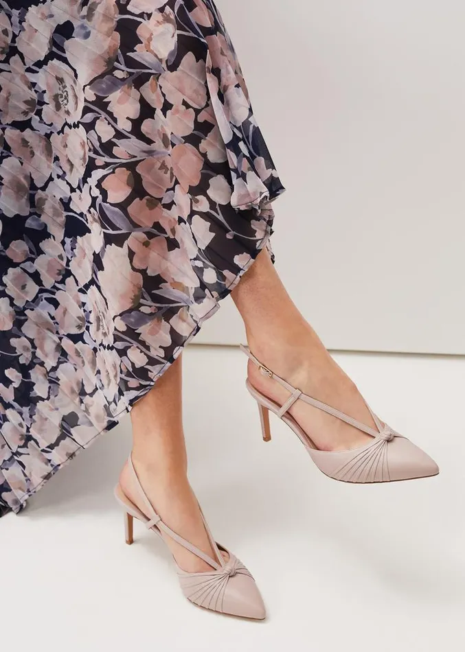 Knot Detail Slingback Heels Latte Women Phase Eight Occasion Shoes