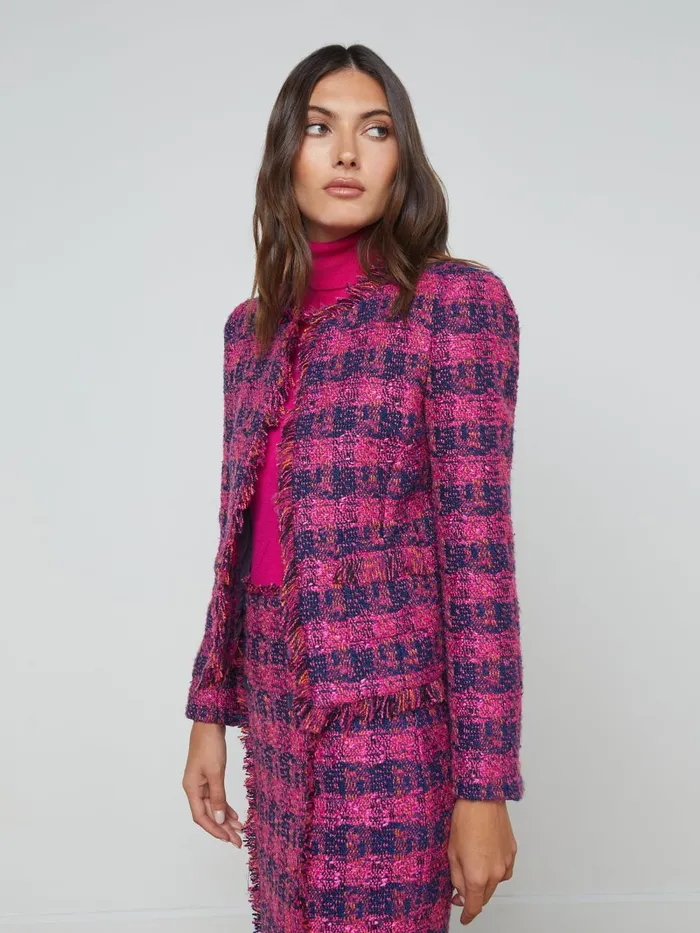 L039Agence Blazers and Jackets Women Angelina Tweed Jacket Midnightacairuby Tweed L039Agence Blazers and Jackets Women Angelina Tweed Jacket Midnightacairuby Tweed