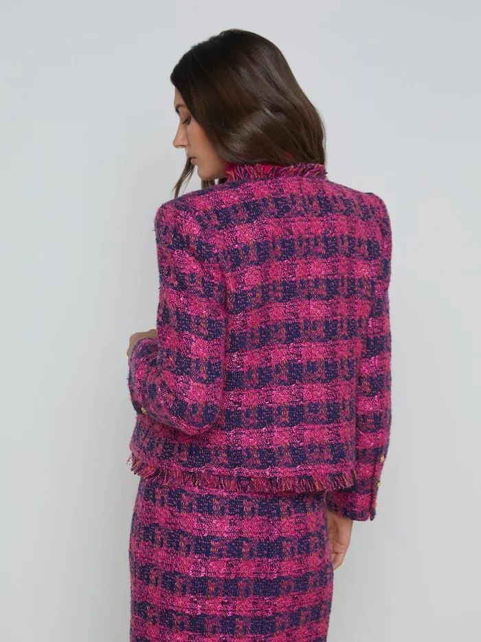 L039Agence Blazers and Jackets Women Angelina Tweed Jacket Midnightacairuby Tweed L039Agence Blazers and Jackets Women Angelina Tweed Jacket Midnightacairuby Tweed