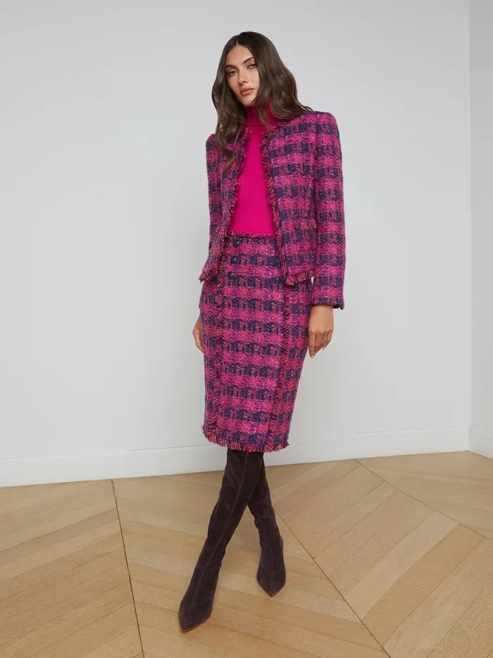 L039Agence Blazers and Jackets Women Angelina Tweed Jacket Midnightacairuby Tweed L039Agence Blazers and Jackets Women Angelina Tweed Jacket Midnightacairuby Tweed