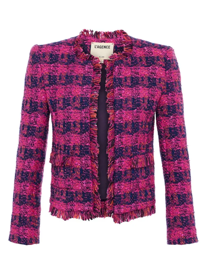 L039Agence Blazers and Jackets Women Angelina Tweed Jacket Midnightacairuby Tweed L039Agence Blazers and Jackets Women Angelina Tweed Jacket Midnightacairuby Tweed
