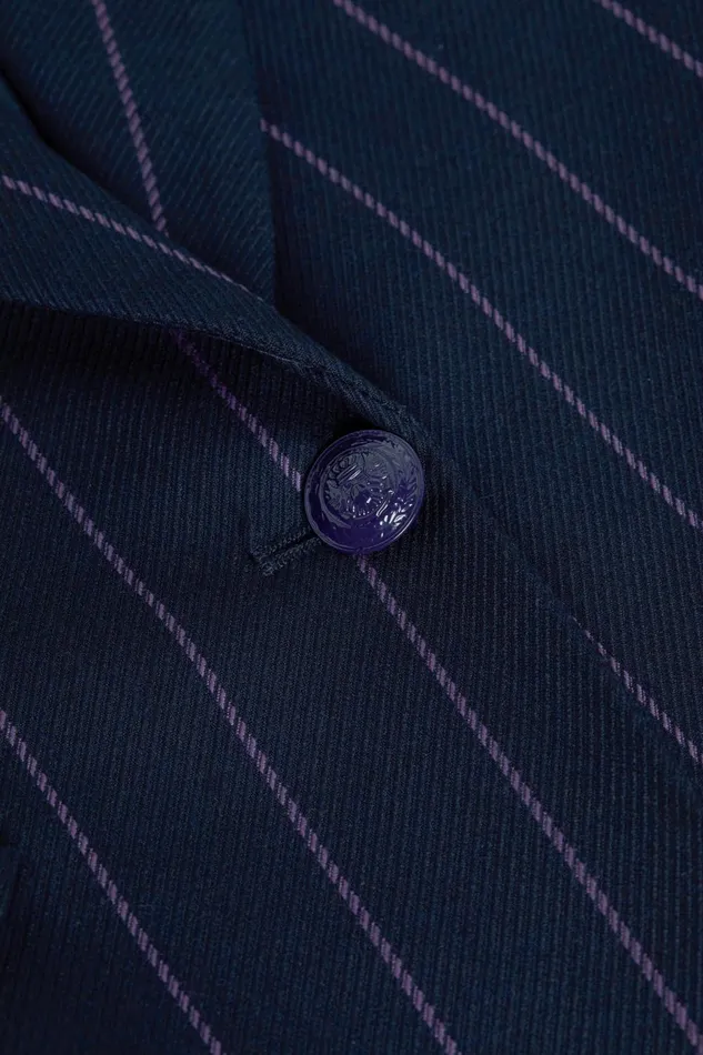 L039Agence Blazers and Jackets Women Chamberlain Pinstriped Blazer Midnightlight Purple Pinstripe
