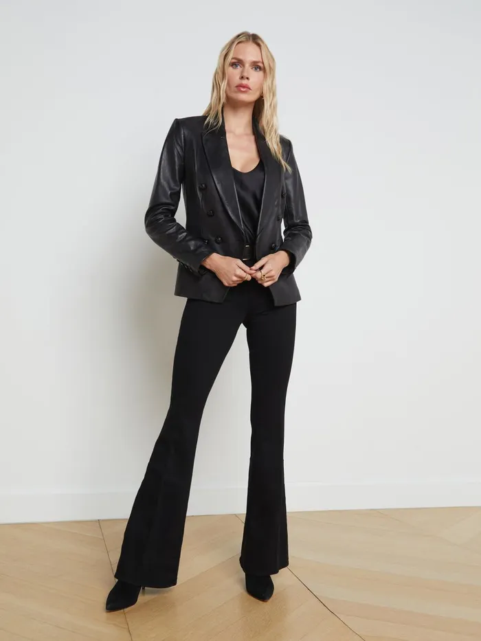 L039Agence Blazers and Jackets Women Kenzie Leather Blazer Blackblack