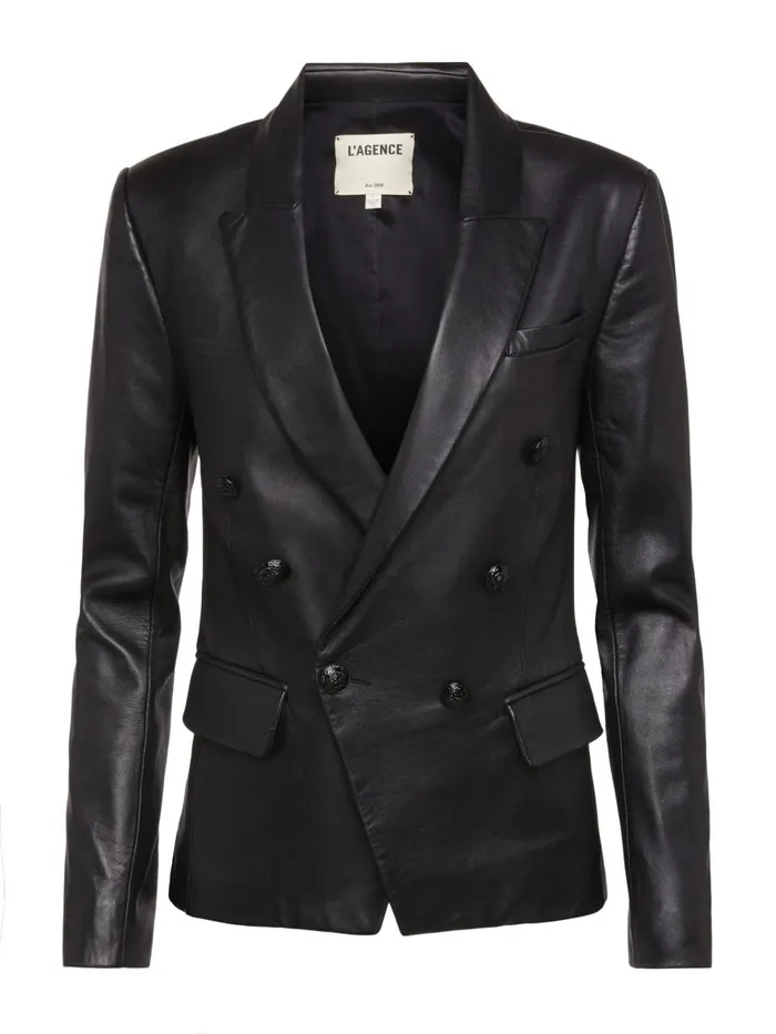 L039Agence Blazers and Jackets Women Kenzie Leather Blazer Blackblack
