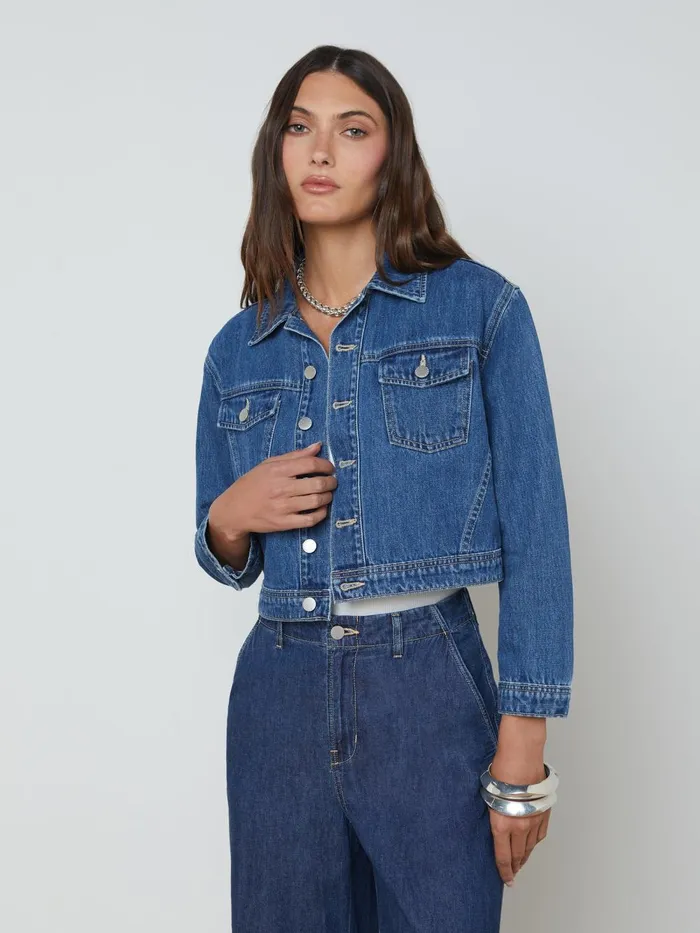 L039Agence Blazers and Jackets Women Koda Cropped Denim Jacket Glendora