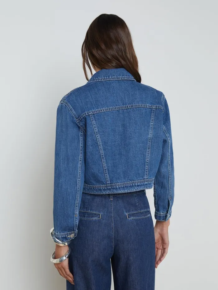 L039Agence Blazers and Jackets Women Koda Cropped Denim Jacket Glendora L039Agence Blazers and Jackets Women Koda Cropped Denim Jacket Glendora
