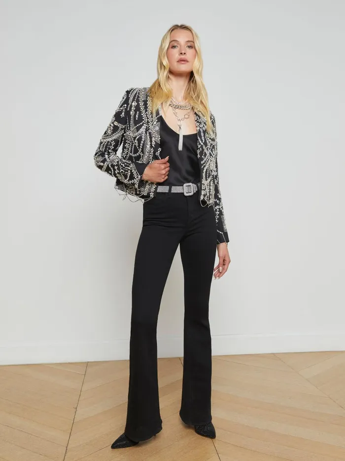 L039Agence Blazers and Jackets Women Noely Crystal Blazer Blackclear Crystal
