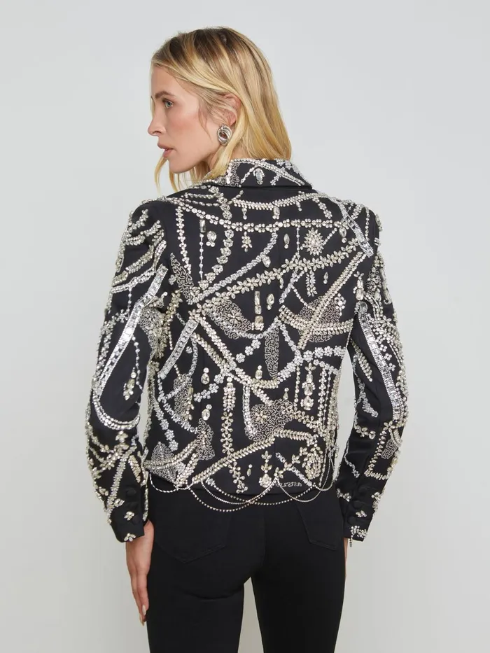 L039Agence Blazers and Jackets Women Noely Crystal Blazer Blackclear Crystal