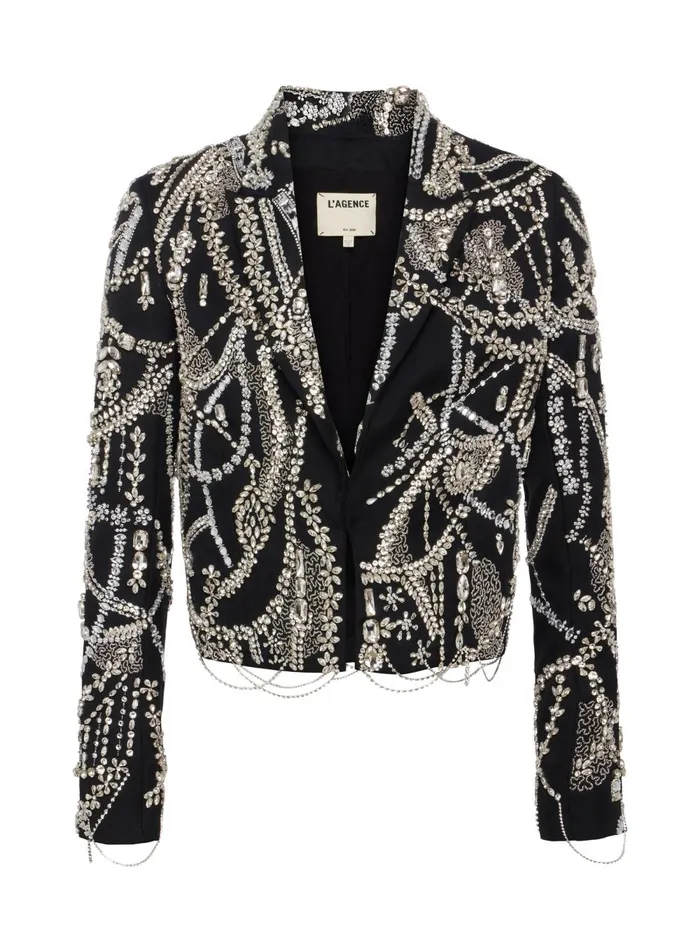 L039Agence Blazers and Jackets Women Noely Crystal Blazer Blackclear Crystal