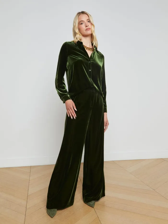 L039Agence Blouses and Tops Women Argo Velvet Blouse Deep Olive L039Agence Blouses and Tops Women Argo Velvet Blouse Deep Olive