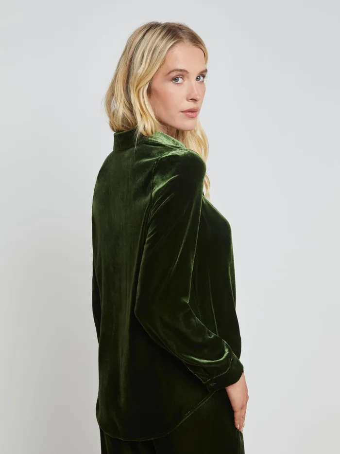 L039Agence Blouses and Tops Women Argo Velvet Blouse Deep Olive L039Agence Blouses and Tops Women Argo Velvet Blouse Deep Olive