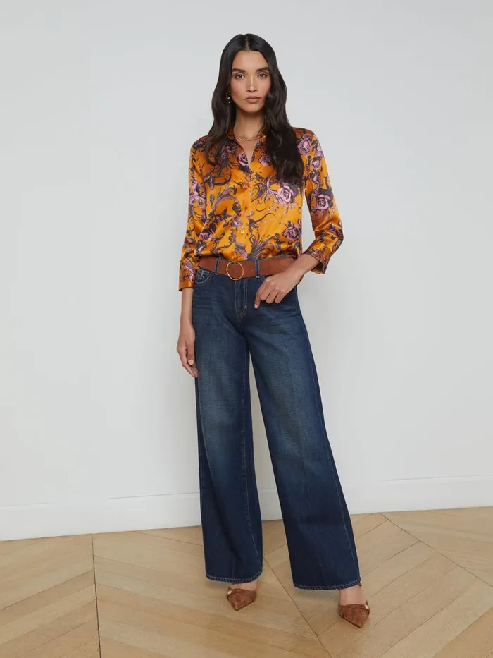 L039Agence Blouses and Tops Women Dani Silk Blouse Desclay Multi Baroque Floral L039Agence Blouses and Tops Women Dani Silk Blouse Desclay Multi Baroque Floral