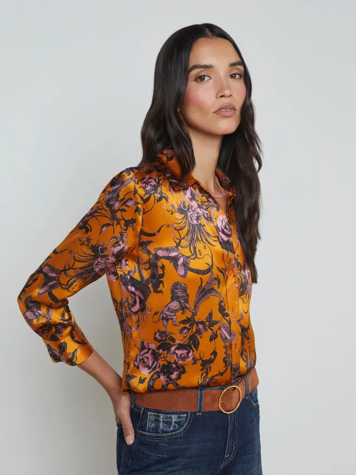 L039Agence Blouses and Tops Women Dani Silk Blouse Desclay Multi Baroque Floral L039Agence Blouses and Tops Women Dani Silk Blouse Desclay Multi Baroque Floral