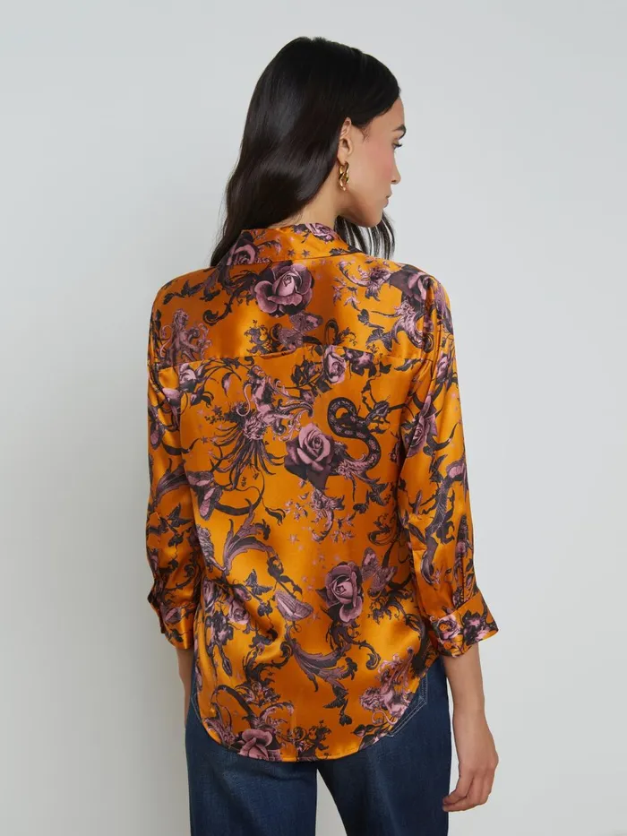 L039Agence Blouses and Tops Women Dani Silk Blouse Desclay Multi Baroque Floral L039Agence Blouses and Tops Women Dani Silk Blouse Desclay Multi Baroque Floral