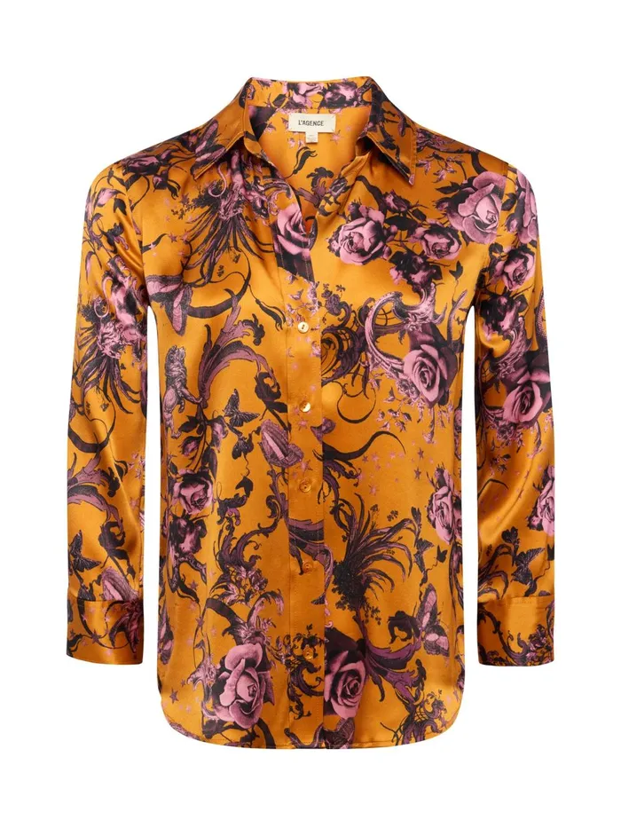 L039Agence Blouses and Tops Women Dani Silk Blouse Desclay Multi Baroque Floral L039Agence Blouses and Tops Women Dani Silk Blouse Desclay Multi Baroque Floral