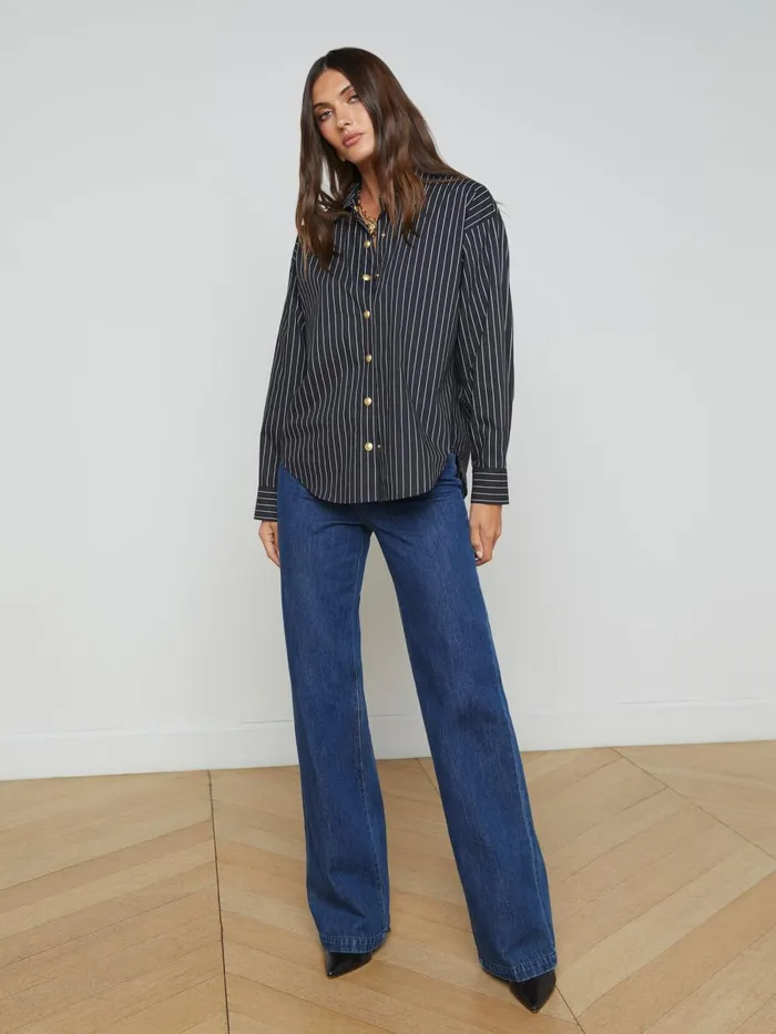 L039Agence Blouses and Tops Women Ripley Oversized ButtonDown Shirt Blackwhite Pinstripe L039Agence Blouses and Tops Women Ripley Oversized ButtonDown Shirt Blackwhite Pinstripe