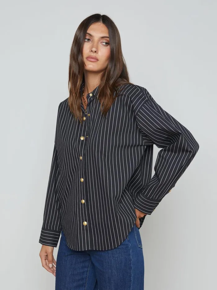 L039Agence Blouses and Tops Women Ripley Oversized ButtonDown Shirt Blackwhite Pinstripe L039Agence Blouses and Tops Women Ripley Oversized ButtonDown Shirt Blackwhite Pinstripe