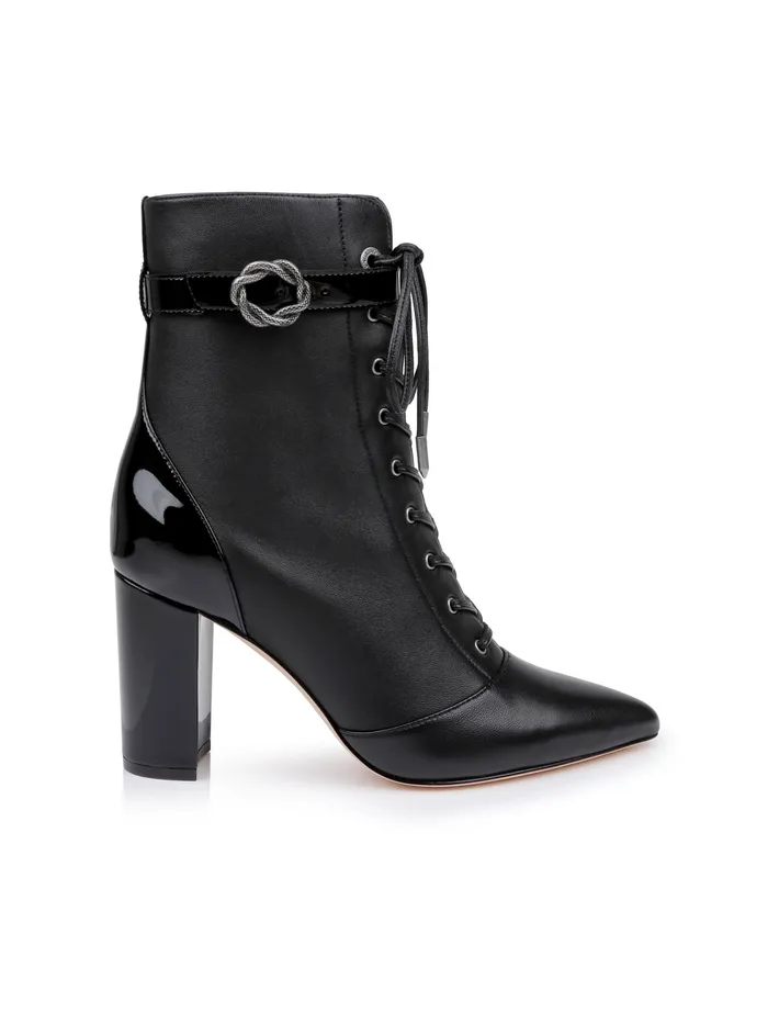 L039Agence Boots and Booties Women Elegante Leather Bootie Black Leather