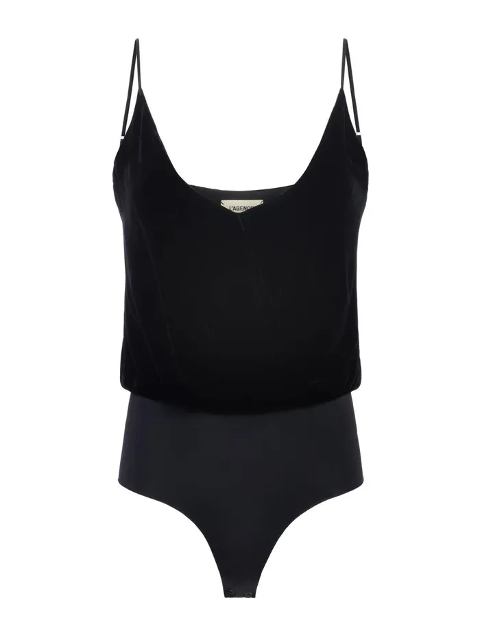 L039Agence Camisoles and Tanks Women Jaxon Velvet Bodysuit Black L039Agence Camisoles and Tanks Women Jaxon Velvet Bodysuit Black