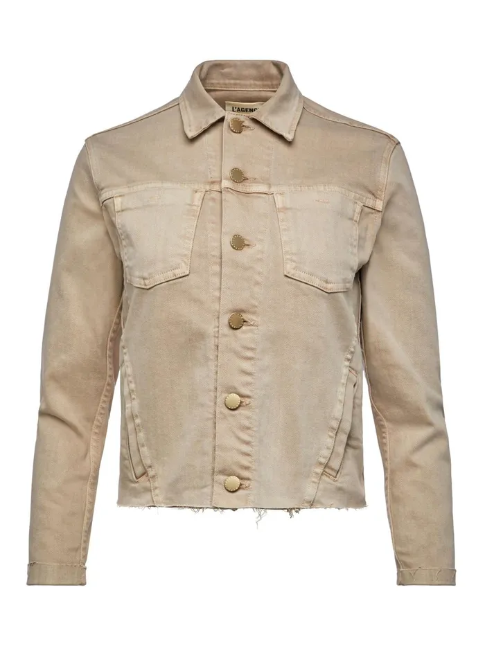 L039Agence Denim Jackets Women Janelle Denim Jacket Biscuit L039Agence Denim Jackets Women Janelle Denim Jacket Biscuit