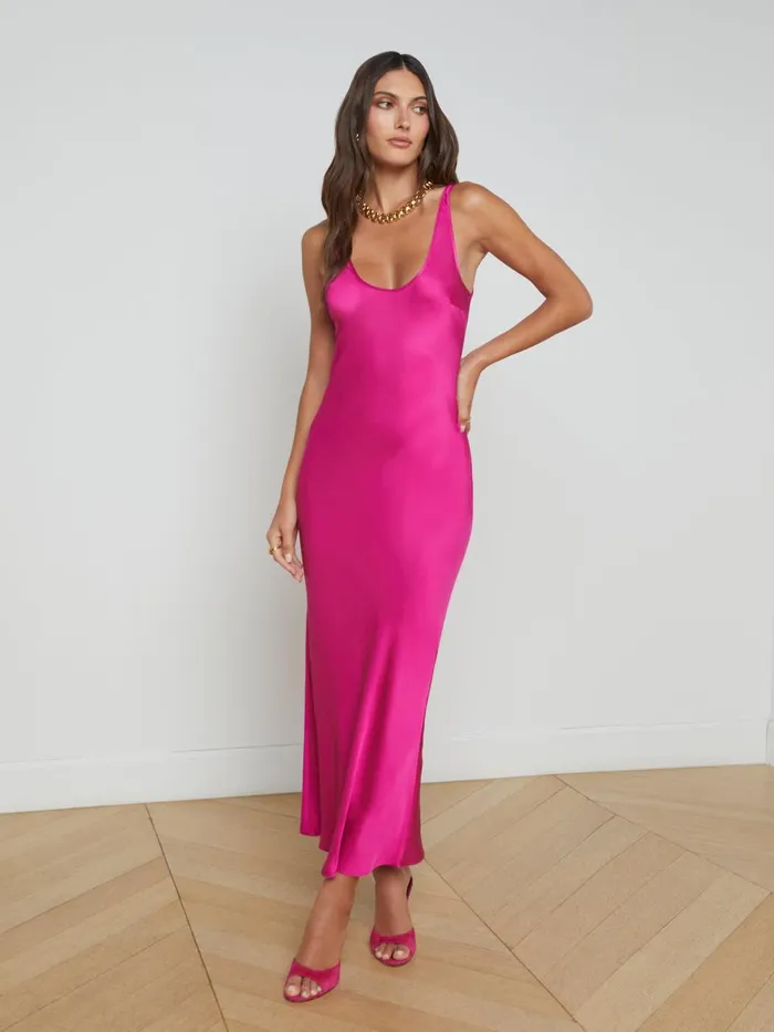L039Agence Dresses and Jumpsuits Women Akiya Satin Maxi Dress Light Ruby