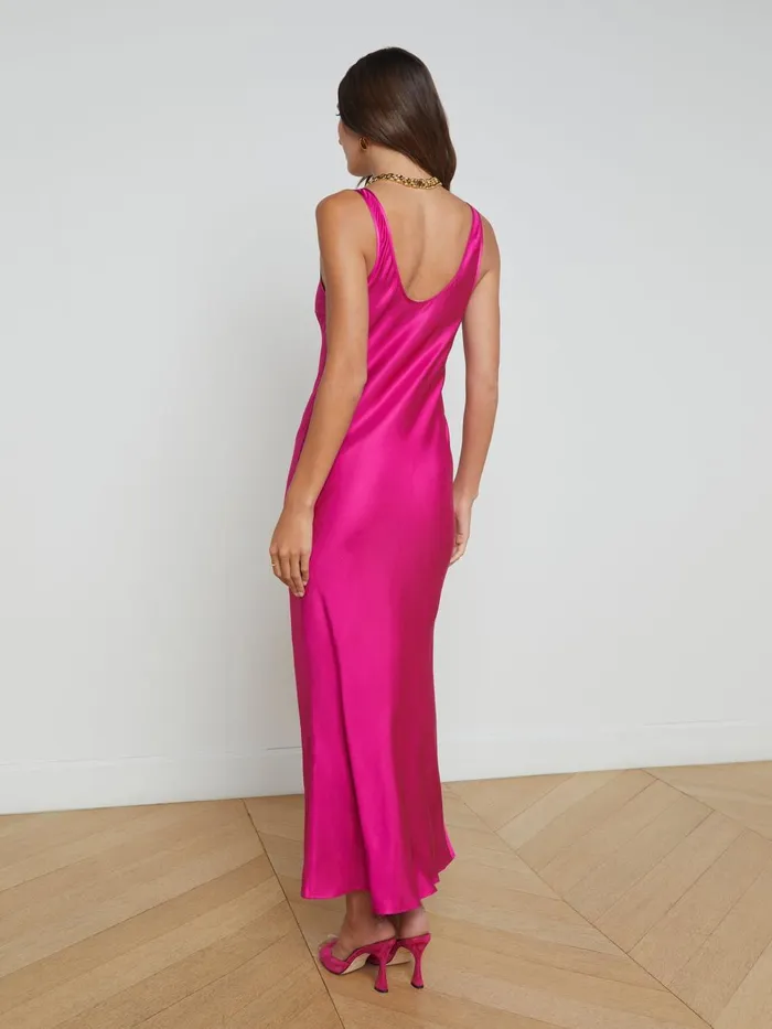 L039Agence Dresses and Jumpsuits Women Akiya Satin Maxi Dress Light Ruby L039Agence Dresses and Jumpsuits Women Akiya Satin Maxi Dress Light Ruby
