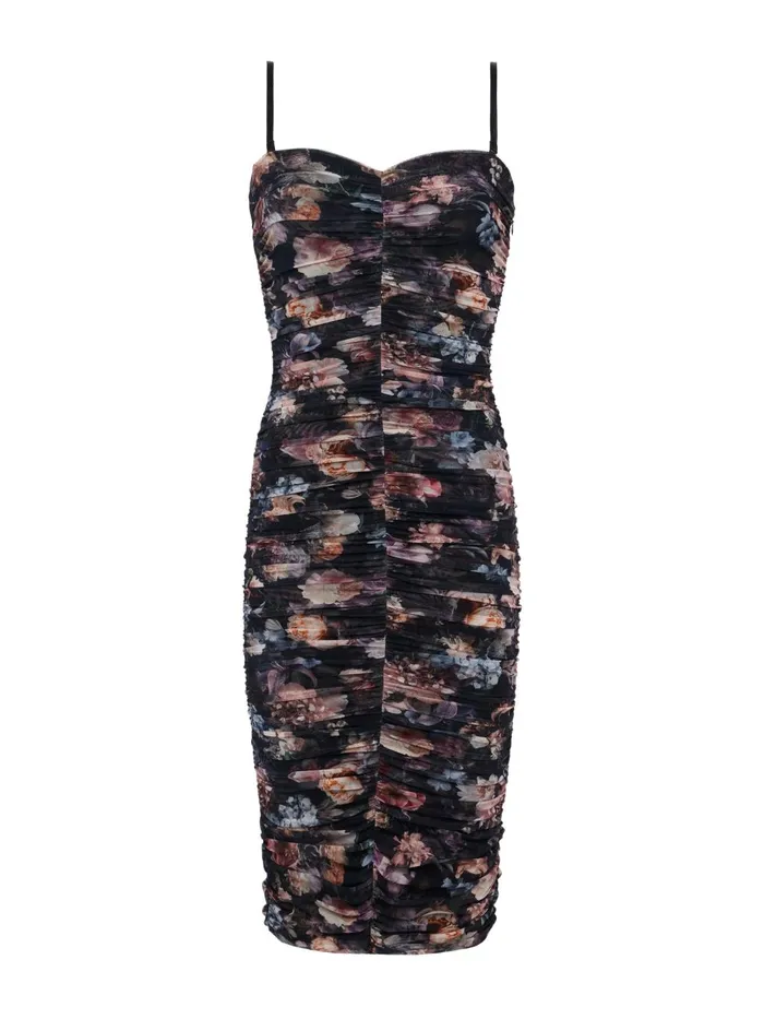 L039Agence Dresses and Jumpsuits Women Caprice Midi Dress Black Multi Vintage Oil Flower L039Agence Dresses and Jumpsuits Women Caprice Midi Dress Black Multi Vintage Oil Flower