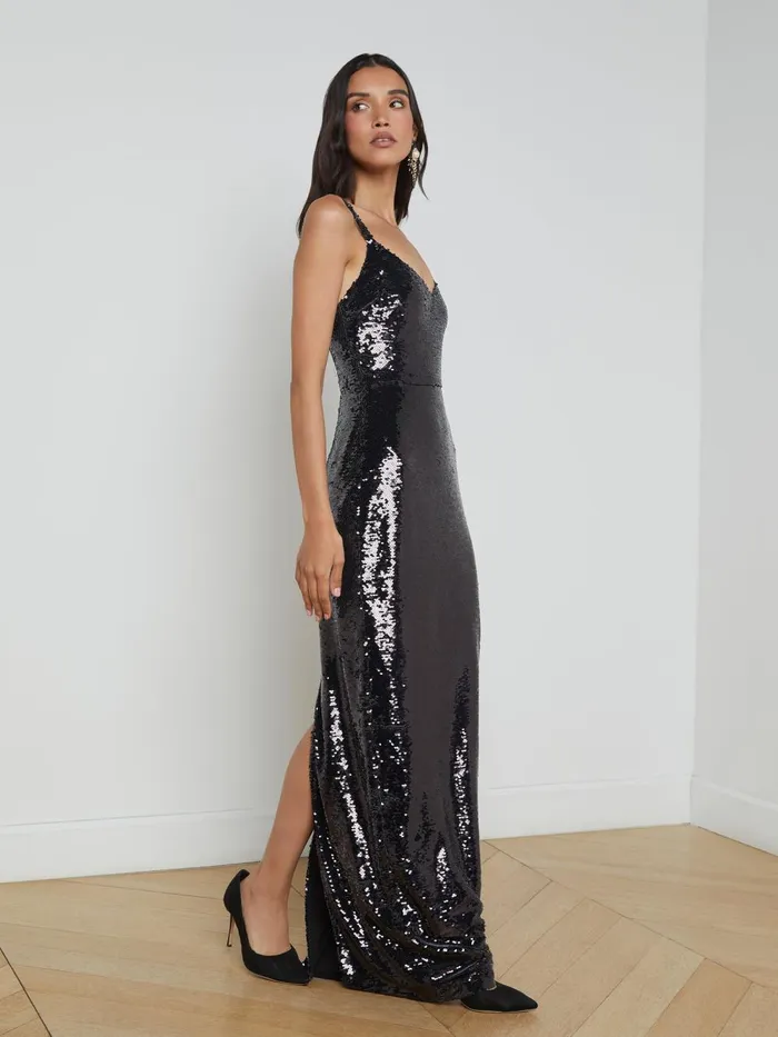 L039Agence Dresses and Jumpsuits Women Karma Sequin Maxi Dress Black