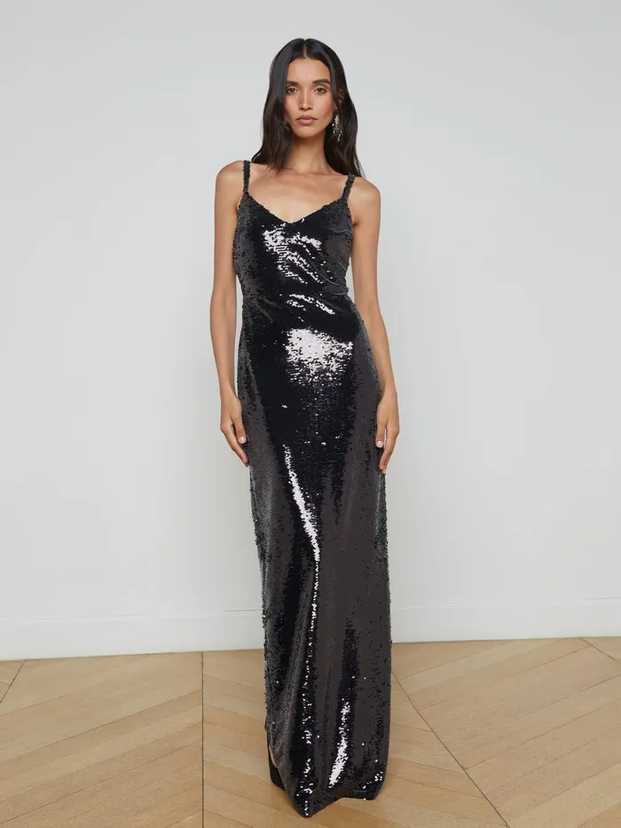L039Agence Dresses and Jumpsuits Women Karma Sequin Maxi Dress Black L039Agence Dresses and Jumpsuits Women Karma Sequin Maxi Dress Black