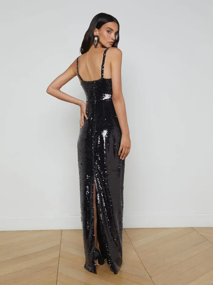 L039Agence Dresses and Jumpsuits Women Karma Sequin Maxi Dress Black L039Agence Dresses and Jumpsuits Women Karma Sequin Maxi Dress Black
